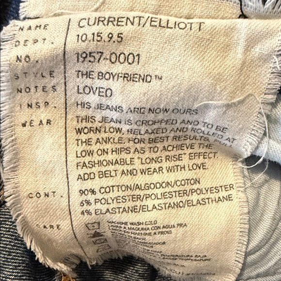 Current/Elliott The Boyfriend Dark Blue Straight Jeans Woman 27 - Picture 9 of 10